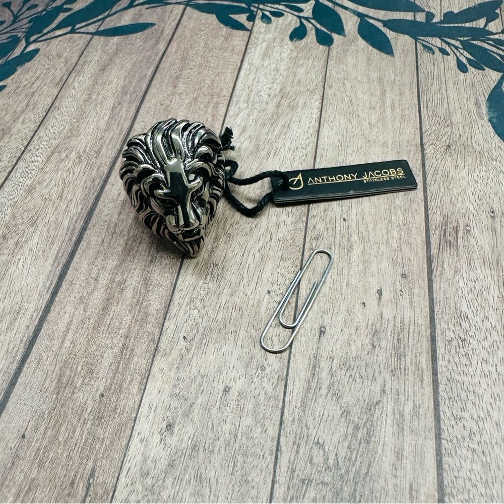Anthony Jacobs Stainless‎ Steel Lion Head Ring NWT B5